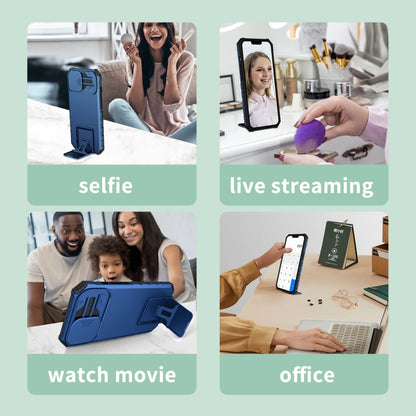 For Samsung Galaxy A53 5G Stereoscopic Holder Sliding Camshield Phone Case(Blue) by buy2fix