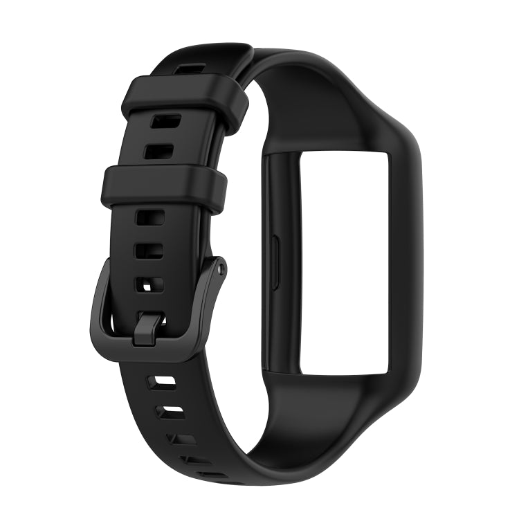 For Huawei Band 7 / 6 Pro / 6 / Honor Band 7 / 6 Universal Integrated Silicone Watch Band(Black) by buy2fix