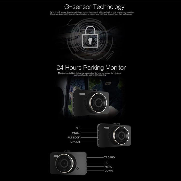 Anytek A78 3 inch Car 1080P HD 170 Degrees Night Vision Driving Recorder by Anytek