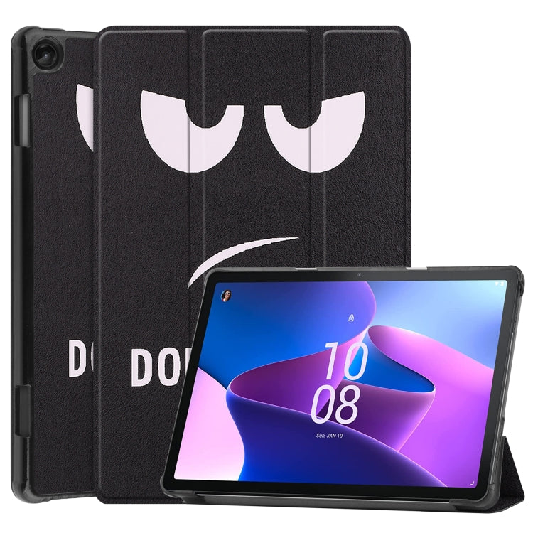 For Lenovo Tab M10 3rd Gen Custer Painted 3-Fold Holder Smart Leather Tablet Case(Big Eye Me) by buy2fix