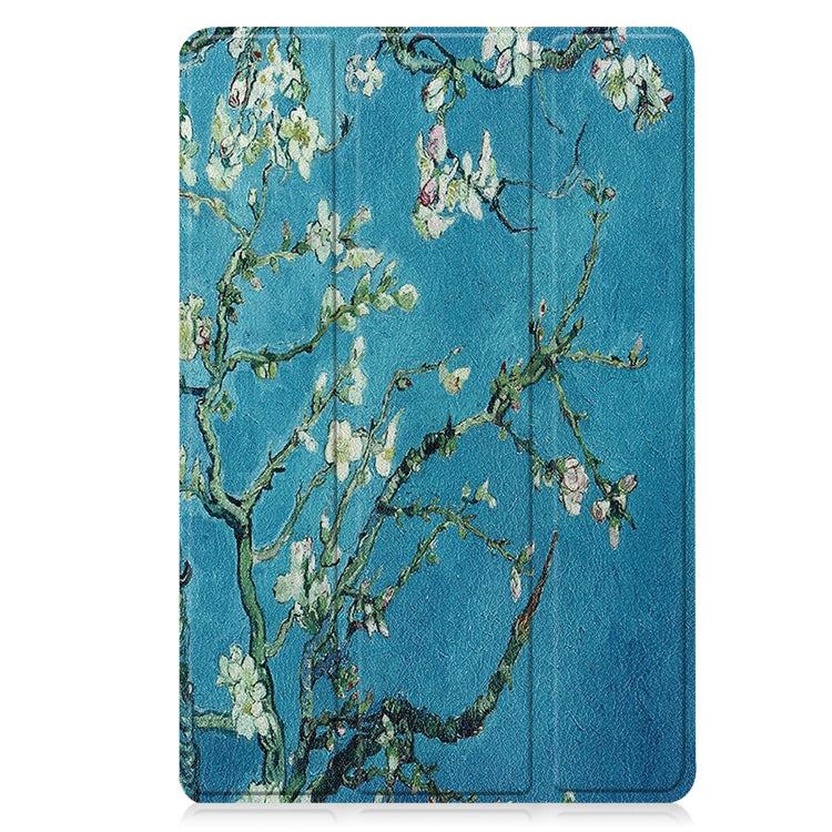 For Lenovo Tab M10 3rd Gen Custer Painted 3-Fold Holder Smart Leather Tablet Case(Apricot Blossom) by buy2fix