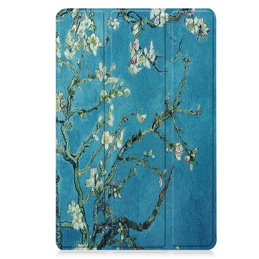 For Lenovo Tab M10 3rd Gen Custer Painted 3-Fold Holder Smart Leather Tablet Case(Apricot Blossom) by buy2fix