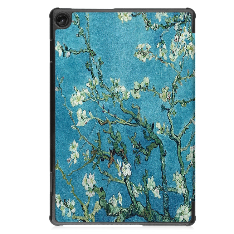 For Lenovo Tab M10 3rd Gen Custer Painted 3-Fold Holder Smart Leather Tablet Case(Apricot Blossom) by buy2fix