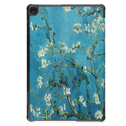 For Lenovo Tab M10 3rd Gen Custer Painted 3-Fold Holder Smart Leather Tablet Case(Apricot Blossom) by buy2fix