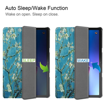 For Lenovo Tab M10 3rd Gen Custer Painted 3-Fold Holder Smart Leather Tablet Case(Apricot Blossom) by buy2fix