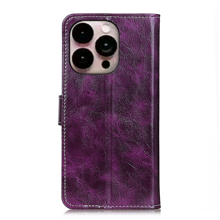For iPhone 14 Pro Max Retro Crazy Horse Texture Horizontal Flip Leather Phone Case (Purple) - Apple Accessories by buy2fix | Online Shopping UK | buy2fix