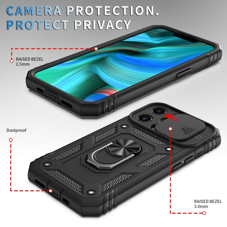 For iPhone 14 Pro Max Sliding Camera Cover Design TPU + PC Protective Phone Case (Black+Black) - Apple Accessories by buy2fix | Online Shopping UK | buy2fix