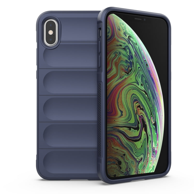 For iPhone X / XS Magic Shield TPU + Flannel Phone Case(Dark Blue) - Apple Accessories by buy2fix | Online Shopping UK | buy2fix