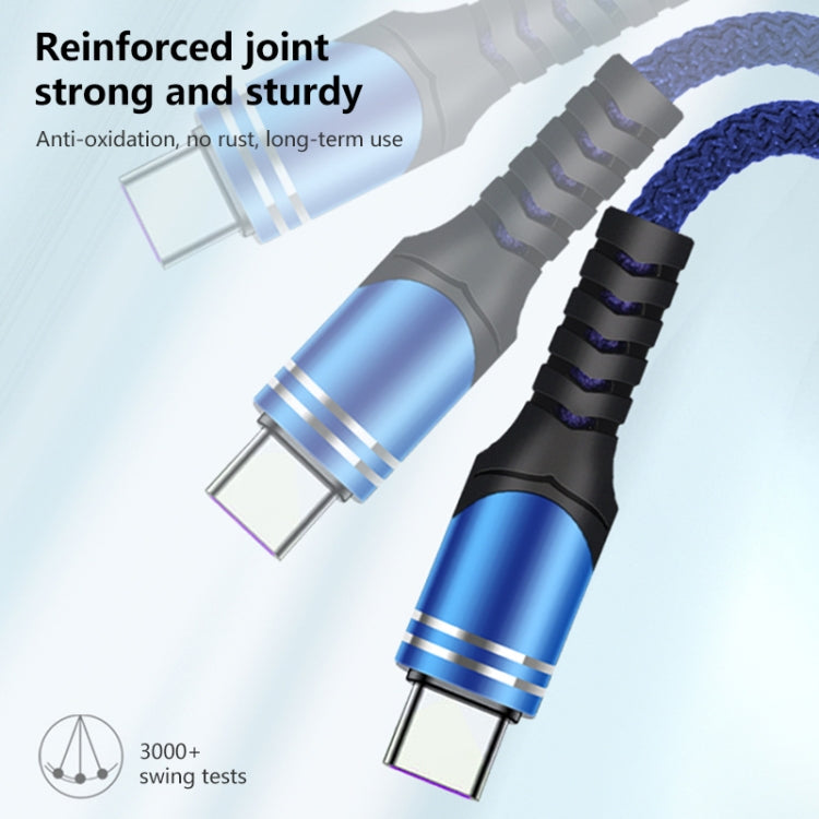 Micro USB 6A Woven Style USB Charging Cable, Cable Length: 1m(Blue) -  by buy2fix | Online Shopping UK | buy2fix