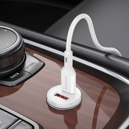 Borofone BZ18A PD20W+QC3.0 Car Charger with Type-C / USB-C to Type-C / USB-C Charging Cable(White) - In Car by Borofone | Online Shopping UK | buy2fix