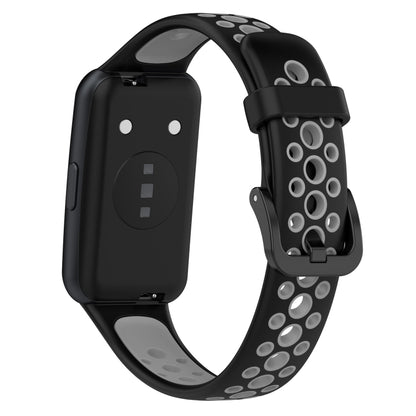 For Huawei Band 7 / 7 NFC Two-color Breathable Silicone Watch Band(Black+Grey) by buy2fix