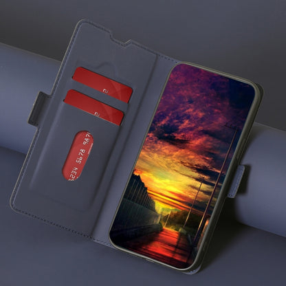 For iPhone XR Twill Texture Side Button Leather Phone Case(Blue) by buy2fix