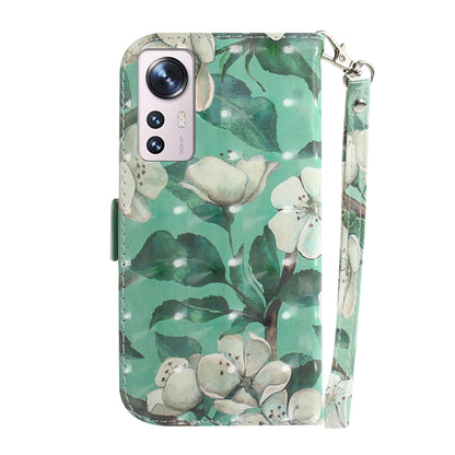 For Xiaomi 12 / 12X 3D Colored Horizontal Flip Leather Phone Case(Watercolor Flower) - 12 Cases by buy2fix | Online Shopping UK | buy2fix