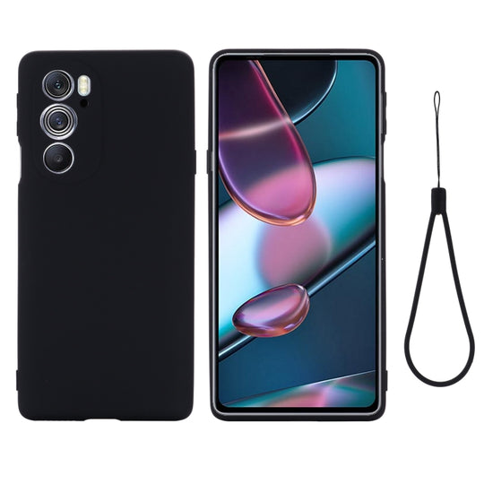 For Motorola Edge 30 Pro / Edge+ 2022 Pure Color Liquid Silicone Shockproof Phone Case(Black)