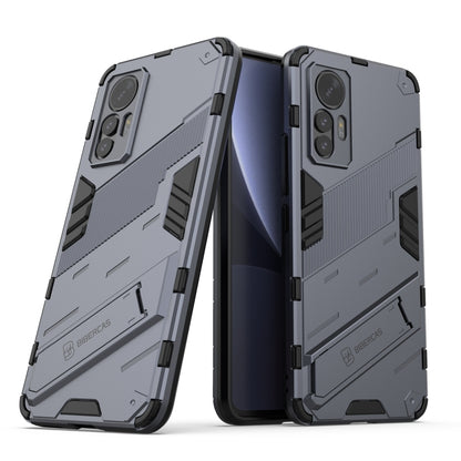 For Xiaomi 12 Lite Punk Armor PC + TPU Phone Case with Holder(Grey) by buy2fix