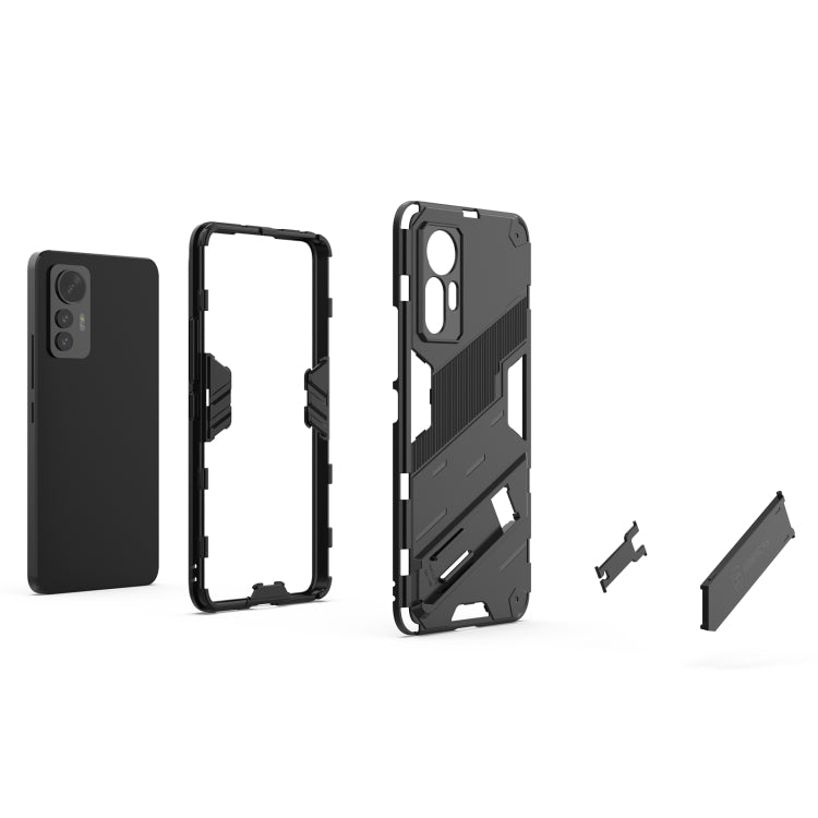 For Xiaomi 12 Lite Punk Armor PC + TPU Phone Case with Holder(Grey) by buy2fix