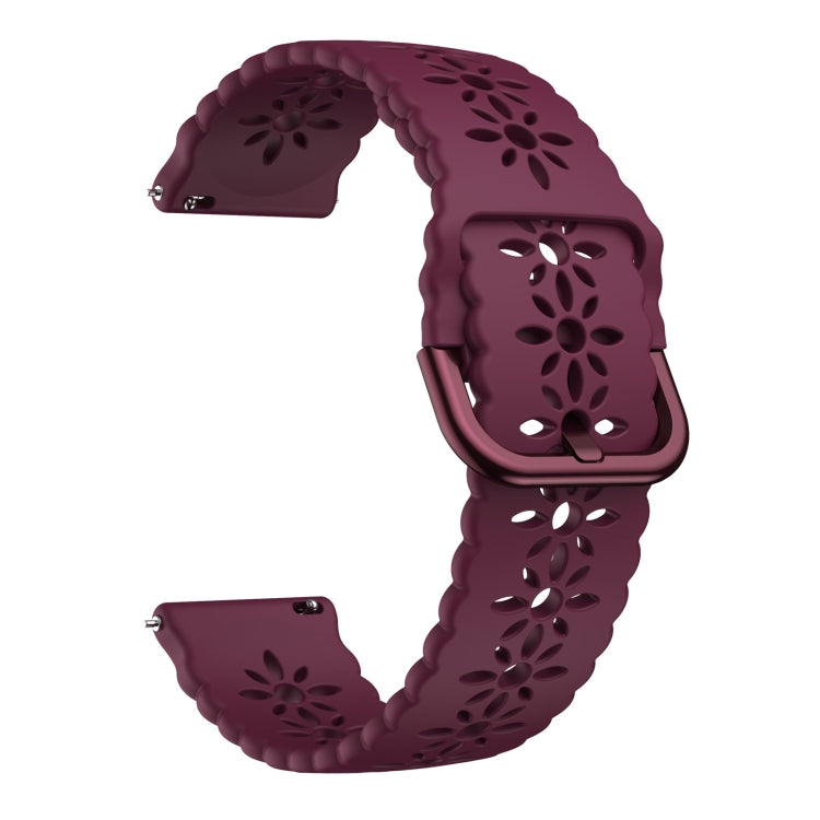For Huawei Watch GT 3 Pro 22mm Plum Blossom Hollowed Silicone Watch Band(Wine Red) by buy2fix
