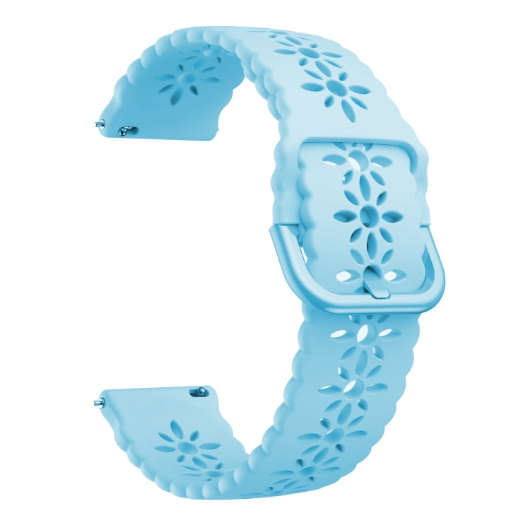 For Huawei Watch GT 3 Pro 22mm Plum Blossom Hollowed Silicone Watch Band(Light Blue) by buy2fix