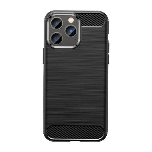 For iPhone 14 Pro Brushed Texture Carbon Fiber TPU Phone Case (Black) by buy2fix
