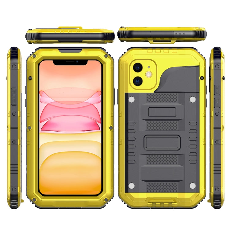 For iPhone 11 Dustproof Shockproof Waterproof Silicone + Metal Protective Case(Yellow) - iPhone 11 Cases by buy2fix | Online Shopping UK | buy2fix