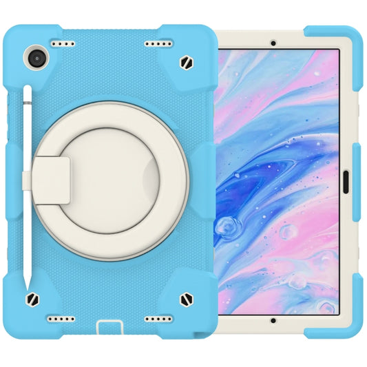 For Samsung Galaxy Tab A8 10.5 2021 Silicone + PC Full Body Protection Tablet Case With Holder & Strap(Sky Blue) by buy2fix