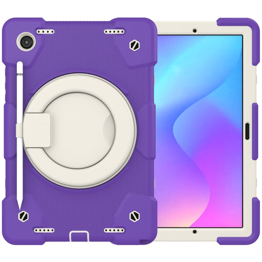 For Samsung Galaxy Tab A8 10.5 2021 Silicone + PC Full Body Protection Tablet Case With Holder & Strap(Dark Purple) by buy2fix