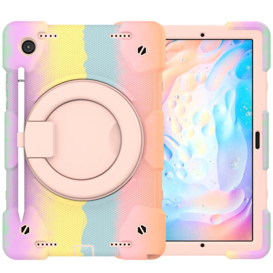 For Samsung Galaxy Tab A8 10.5 2021 Silicone + PC Full Body Protection Tablet Case With Holder & Strap(Colorful Rose Gold) by buy2fix