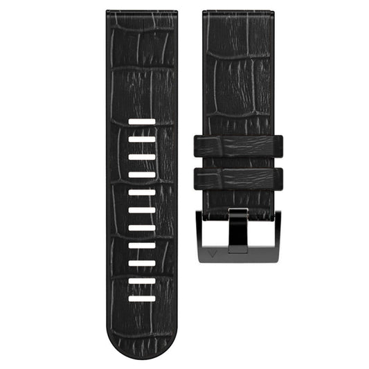 For Garmin Fenix 7X/6X Pro/Tactix 7 26mm Crocodile Texture Silicone Leather Watch Band(Black) by buy2fix