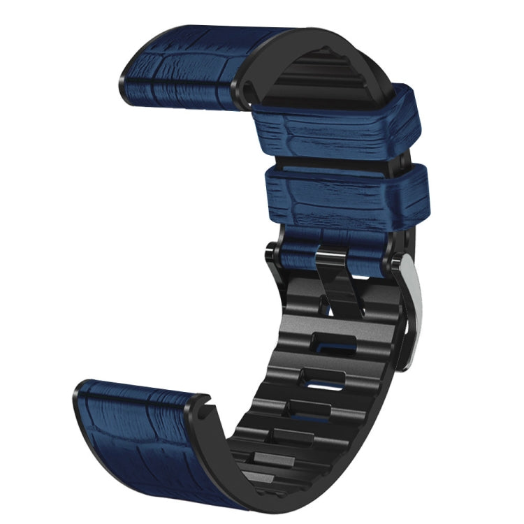 For Garmin Fenix 7X/6X Pro/Tactix 7 26mm Crocodile Texture Silicone Leather Watch Band(Blue) - Watch Bands by buy2fix | Online Shopping UK | buy2fix