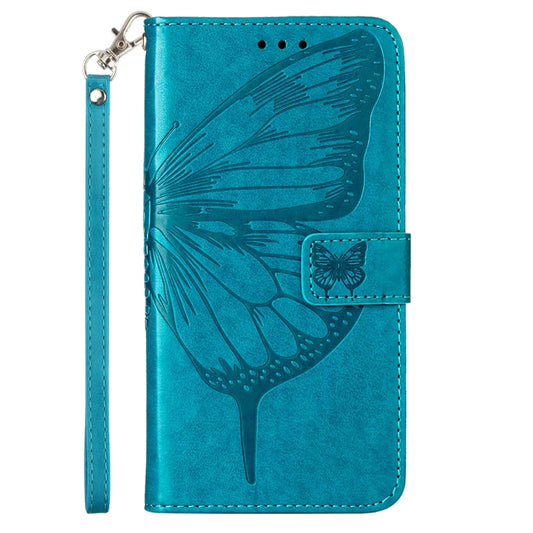 For iPhone 14 Pro Max Embossed Butterfly Leather Phone Case (Blue) by buy2fix