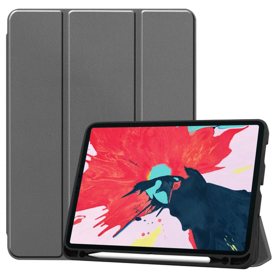For iPad Pro 11 inch 2020 Custer Pattern TPU Smart Tablet Holster with Sleep Function & Tri-Fold Bracket & Pen Slot(Gray)