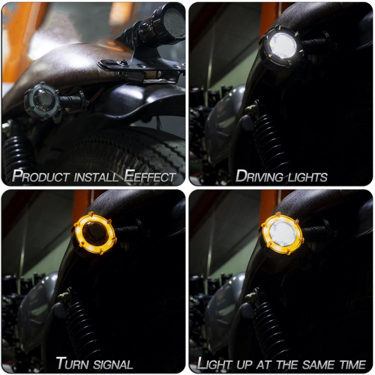 2 PCS PE-ZSD-174 Motorcycle Flashing Rotation Mode LED Two-color Modified Round Turn Signal Light(Yellow + White Light) by buy2fix