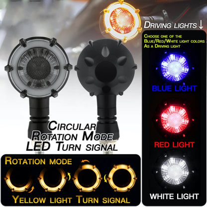 2 PCS PE-ZSD-174 Motorcycle Flashing Rotation Mode LED Two-color Modified Round Turn Signal Light(Yellow + White Light) by buy2fix