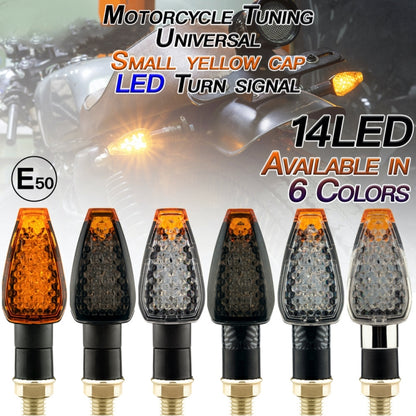 2 PCS KC025 Motorcycle 14LED Turn Signal Light(Lattice Shell + Smoked Black Lenses) - In Car by buy2fix | Online Shopping UK | buy2fix