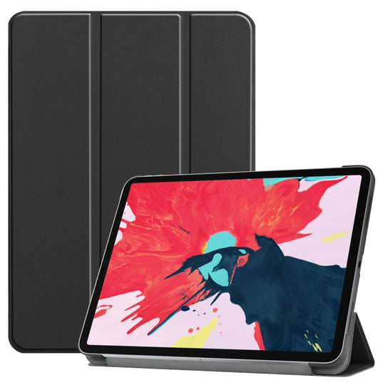 For iPad Pro 11 inch 2020 Custer Texture Smart PU Leather Tablet Case with Sleep / Wake-up Function & 3-Fold Holder(Black)