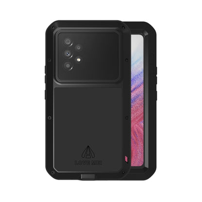 For Samsung Galaxy A53 LOVE MEI Metal Shockproof Waterproof Dustproof Protective Phone Case with Glass(Black) - Galaxy Phone Cases by LOVE MEI | Online Shopping UK | buy2fix