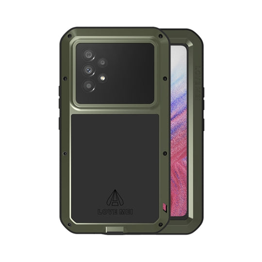 For Samsung Galaxy A53 LOVE MEI Metal Shockproof Waterproof Dustproof Protective Phone Case with Glass(Army Green)