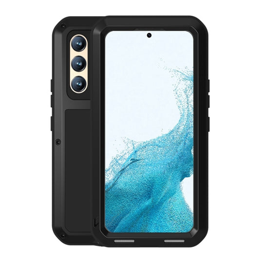 For Samsung Galaxy S22  LOVE MEI Metal Shockproof Waterproof Dustproof Protective Phone Case with Glass(Black)