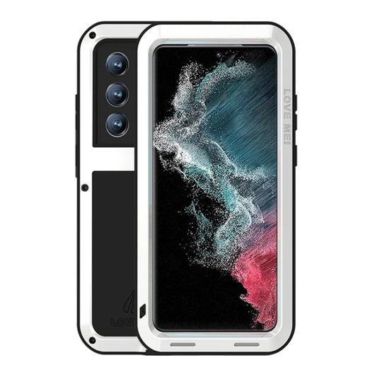 For Samsung Galaxy S22 Ultra 5G LOVE MEI Metal Shockproof Waterproof Dustproof Protective Phone Case(White) - Samsung Accessories by LOVE MEI | Online Shopping UK | buy2fix