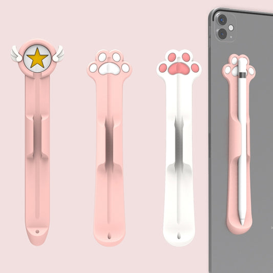 Stylus Silicone Magnetic Cartoon Pen Holder For Apple Pencil 1/2(Pink Cat Paw) by buy2fix