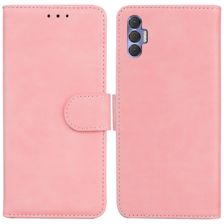 For Tecno Spark 8 Pro Skin Feel Pure Color Flip Leather Phone Case(Pink) - Tecno Cases by buy2fix | Online Shopping UK | buy2fix