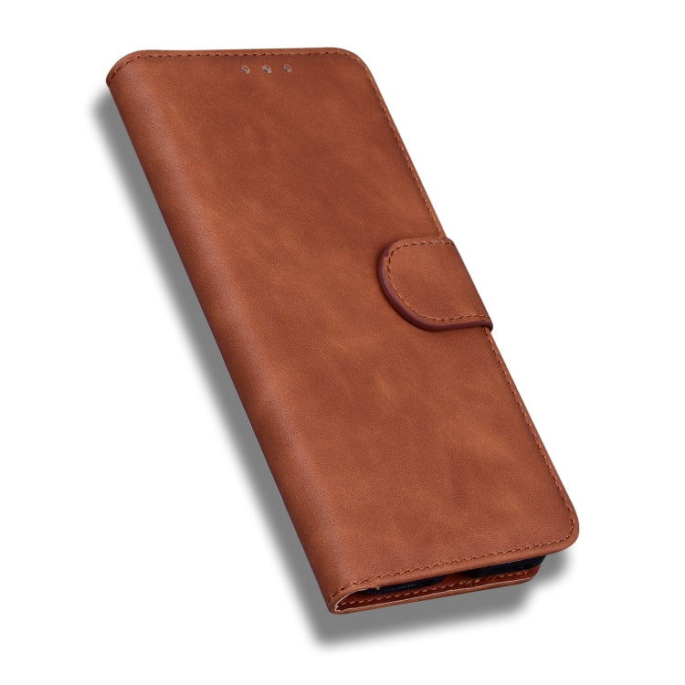 For Honor X8 Skin Feel Pure Color Flip Leather Phone Case(Brown) - Mobile Accessories by buy2fix | Online Shopping UK | buy2fix