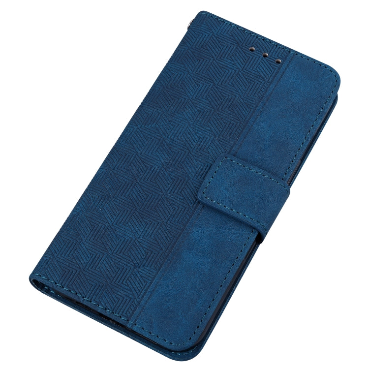 For iPhone 14 Pro Max Geometric Embossed Leather Phone Case (Blue) - Apple Accessories by buy2fix | Online Shopping UK | buy2fix
