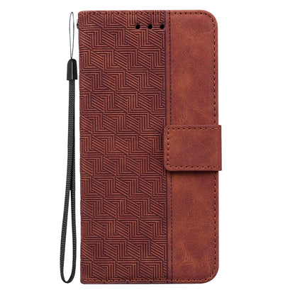 For iPhone 14 Pro Max Geometric Embossed Leather Phone Case (Brown) - Apple Accessories by buy2fix | Online Shopping UK | buy2fix