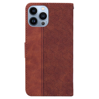 For iPhone 14 Pro Max Geometric Embossed Leather Phone Case (Brown) - Apple Accessories by buy2fix | Online Shopping UK | buy2fix