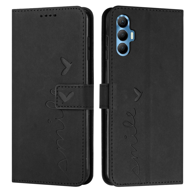 For Tecno Spark 8 Pro Skin Feel Heart Pattern Leather Phone Case(Black) by buy2fix