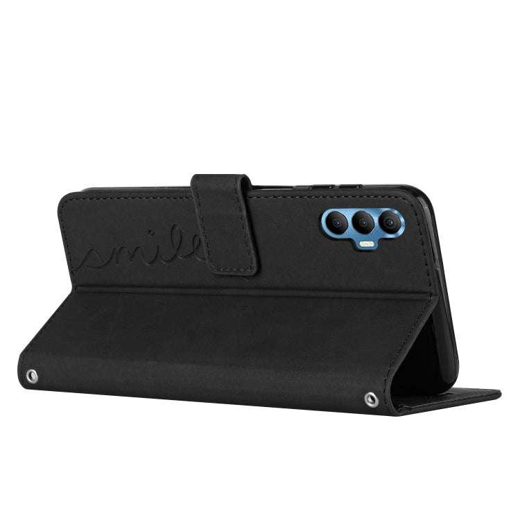 For Tecno Spark 8 Pro Skin Feel Heart Pattern Leather Phone Case(Black) by buy2fix