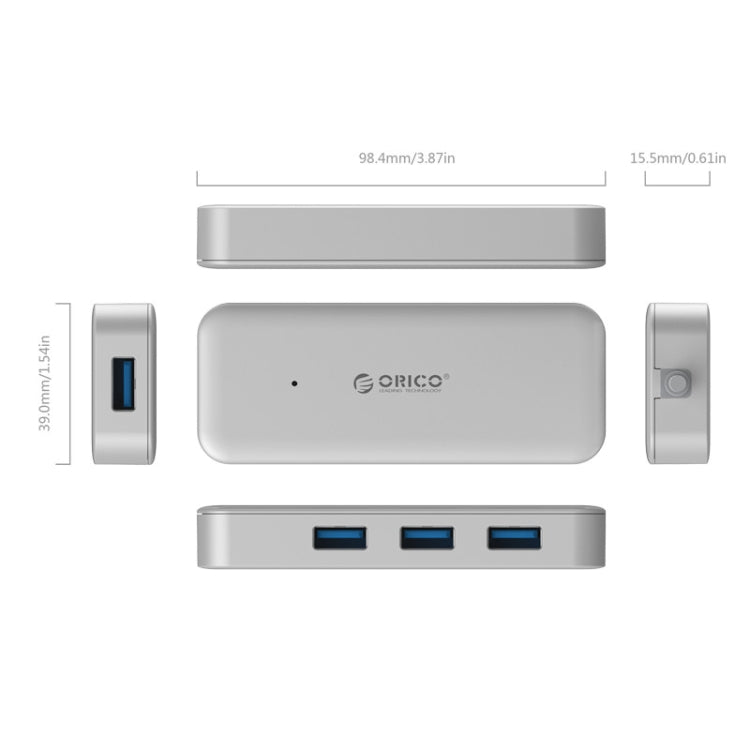 ORICO TC4U-U3 Type-C to USB 3.0 4-Port USB 3.0 Expansion HUB(Silver) - Computer & Networking by ORICO | Online Shopping UK | buy2fix