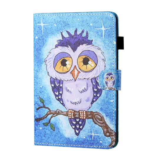 For Lenovo Tab M10 3rd Gen Coloured Drawing Stitching Smart Leather Tablet Case(Blue Owl) by buy2fix