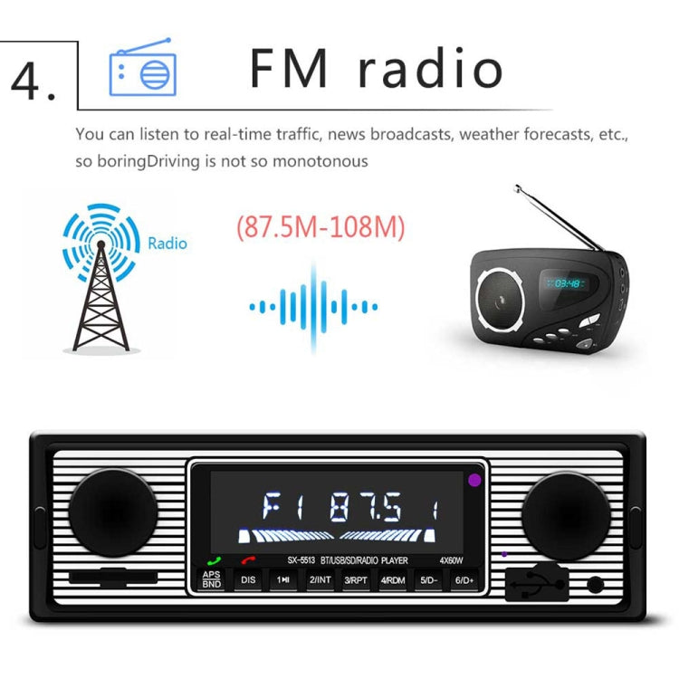 SX-5513 Car LCD Bluetooth 12V MP3 Player, Support FM / TF / U Disk - In Car by buy2fix | Online Shopping UK | buy2fix